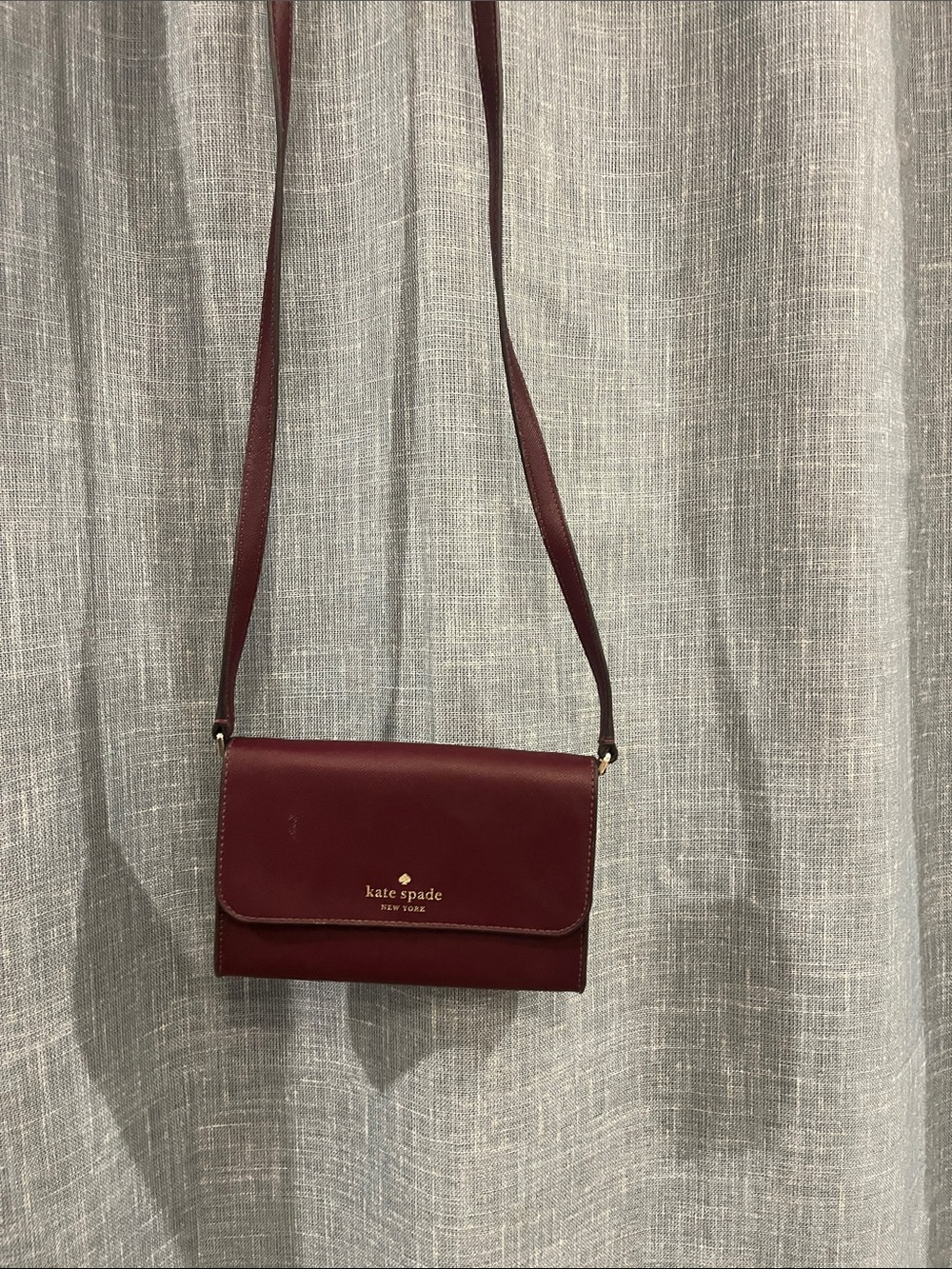 kate spade Burgundy Leather Crossbody with Gold Logo